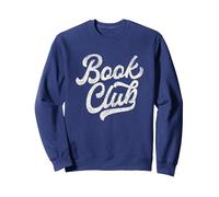 Book Club Distressed Script Design per Lettori Felpa, Unisex per Adulti, Navy, S