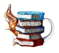 Book Coffee Mug - Painted Glass Bookish Coffee Cup | Cute Bookish Items Brews Holder, Glassware & Drinkware For Writers Teachers Friends Family Literature Lovers Women Men Bookworm Daily Drinks In