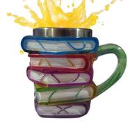 Book Coffee Mug: tazza con cappuccino in ceramica unica con manico per bevande calde, progettata per lettori, scrittori e appassionati di letteratura, migliorando rituali mattutini e vibrazioni di