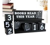 Book Counter, Books Tracking Sign, 5.71x1.57x3.94 Inches Modern Reading Log Display for Classroom, Bedside Table, Teacher Desk, Home Library, Students, Retail Counter or Workplace Decor