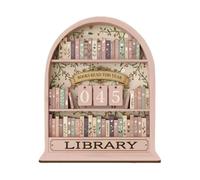 Book Counter Tracker - Vintage Wooden Bookshelf Decor, Book Counter Sign