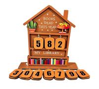 Book Counter - Wooden Display Reading Accessories, Rustic Tracker Table Sign Decor, Daily Page Logging Feature for Bookish Bookworm Reader Teacher Student Home Office School, Reading Desk Accent