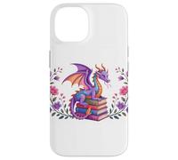 Book Dragon Reading Books Dragons Bookish Floral Book Lover Custodia per iPhone 14