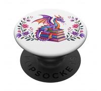 Book Dragon Reading Books Dragons Bookish Floral Book Lover PopSockets PopGrip Adesivo