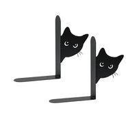 Book Ends - Black Cat Bookend | Feline Book Support with Anti Slip Base, Decorative Reading Divider with Upright Balance for Shelves, Home Office Desk Organizer, Animal Theme Holder for Room Styling