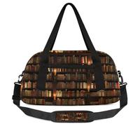 Book Library - Borsone da viaggio per bambini per ragazze e ragazzi, borsa da palestra leggera per bambini, piccola borsa da viaggio o da ballo, Biblioteca del libro, 18.5L x 7.8W x 9.4H