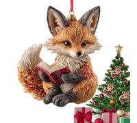 Book Lover Christmas Ornaments, Vintage Animal Holiday Keepsake, Animal and Book Theme Decorations, Decorative Festive Charm, Tree Ornament Decor for Readers Women Girls Friends