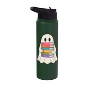 Book Lover Ghost Reading Books Bookworm Halloween Reader Stainless Steel Insulated Water Bottle