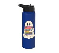 Book Lover Ghost Reading Books Bookworm Halloween Reader Stainless Steel Insulated Water Bottle