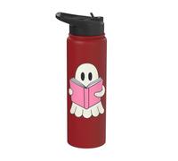 Book Lover Ghost Reading Bookworm Spooky Season Reader Stainless Steel Insulated Water Bottle