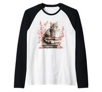 Book Lover Graphic for Cat Mom And People Who Love Cats Maglia con Maniche Raglan