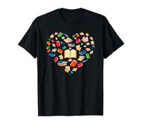 Book Lover Heart Shape Cute Reading Gift Librarian Bookworm Maglietta