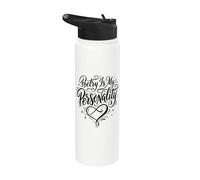 Book Lover Poetry Is My Personality Bookworm Reader Stainless Steel Insulated Water Bottle