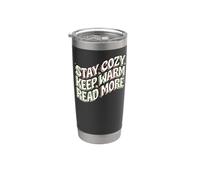 Book Lover Stay Cozy Keep Warm Read More Retro Bicchiere termico in acciaio inox doppia parete