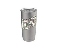 Book Lover Stay Cozy Keep Warm Read More Retro Bicchiere termico in acciaio inox doppia parete