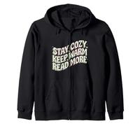 Book Lover Stay Cozy Keep Warm Read More Retro Felpa con Cappuccio