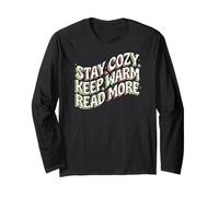 Book Lover Stay Cozy Keep Warm Read More Retro Maglia a Manica