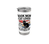 Book Mom Cat Lover I miei libri e gatti hanno bisogno di me Bicchiere termico in acciaio inox doppia parete