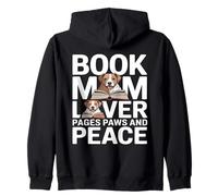 Book Mom Dog Lover Pagine Paws And Peace Reading Felpa con Cappuccio