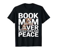 Book Mom Dog Lover Pagine Paws And Peace Reading Maglietta