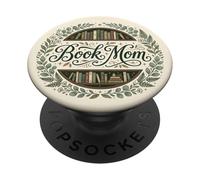 Book Mom Reading Booktrovert Floral Librarian Beige Bookish PopSockets PopGrip Adesivo