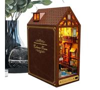 Book Niche, puzzle in legno 3D - Mini modello di montaggio educativo a LED per bambini, adulti, biblioteca camera da letto, cameretta dei bambini, aula