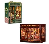 Book Nook - 3D Puzzle Kit Casa delle Bambole DIY, Decorazione per scaffale, Ideal Regalo per famiglia e amici(OWL Bookstore&Bach Strings)
