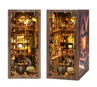 Book Nook Kit Case delle bambole: Fai da Te Casa Miniatura in Legno 3D con Puzzle e Luce LED a Sensore per Inserto da Libreria, Decorazione Casa Minuscola per Adulti e Adolescenti
