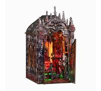Book Nook Kit, Casetta delle Bambole in Miniatura Fai da Te con Puzzle 3D in Legno e Luce LED, Decorazione per Libreria A Tema Halloween, Regalo Artigianale per Adulti AH02-004