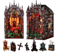 Book Nook Kit - DIY Miniature Gothic Book Nook con LED, Dark Academia Bookshelf Decor, 3D Puzzle Fermalibri in legno, Regali fai da te per gli amanti dei libri e gli amici