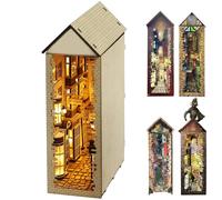 Book Nook Kit fai da te casa delle bambole in legno, puzzle in legno 3D con sensore LED - diorama e libreria decorativa per adulti (Magic 3)