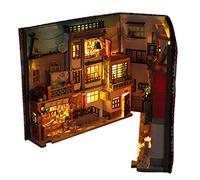 Book Nook - Kit miniatura Cozy Bookends con protezione antipolvere trasparente, decorazione tridimensionale per librerie, a LED, decorazione realistica per mobili Tebinzi