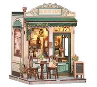 Book Nook Kit, Puzzle 3D Casa delle Bambole con Luci LED per Scaffali e Camere, Miniatura Decorativa per Ragazzi 14+, Puzzle tridimensionale assemblato (Caffè cielo)