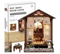 Book Nook Kit, set fai da te in miniatura, per delle bambole in legno, libreria in miniatura con fermalibri, decorazione per adulti per la costruzione, e libreria
