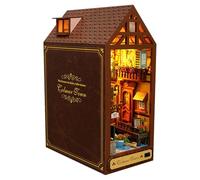 Book Nook Puzzle - Kit di casa in miniatura | Decorazioni puzzle in legno 3D | Modella casa angolo di libro a led per lettura camera da letto asilo in classe giochi per bambini adulti di Natale H