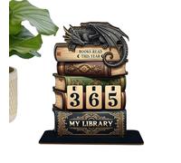 Book Read Tracker, cartello in legno con incisione a forma di drago, bancone per studiare con, accessorio da lettura per biblioteca, libreria, studio, soggiorno, casa, ufficio, studenti