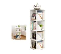 Book Shelf Corner Bookshelves White，26/38/50/63/75in Tall Bookcase，Space Saving Furniture 2-6 Tiers，Open Display 360°rotating Book Shelf，Sturdy And Stable，For Library, Bedroom, Living Room(50in/128cm)
