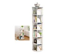 Book Shelf Corner Bookshelves White，26/38/50/63/75in Tall Bookcase，Space Saving Furniture 2-6 Tiers，Open Display 360°rotating Book Shelf，Sturdy And Stable，For Library, Bedroom, Living Room(75in/190cm)