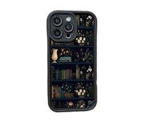 Book Shelf Phone Case, Cartoon Bookshelf Pattern Tpu Phone Case, for Iphone 12/13/14/15/16 Pro Max Series (black3,for iphone 16 pro max)