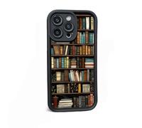 Book Shelf Phone Case, Cartoon Bookshelf Pattern Tpu Phone Case, for Iphone 12/13/14/15/16 Pro Max Series (black1,for iphone 12 pro max)