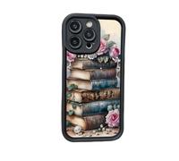 Book Shelf Phone Case, Cartoon Bookshelf Pattern Tpu Phone Case, for Iphone 12/13/14/15/16 Pro Max Series (black2,for iphone 12)