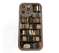 Book Shelf Phone Case, Cartoon Bookshelf Pattern Tpu Phone Case, for Iphone 12/13/14/15/16 Pro Max Series (Brown,for iphone 16 pro max)