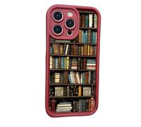 Book Shelf Phone Case, Cartoon Bookshelf Pattern Tpu Phone Case, for Iphone 12/13/14/15/16 Pro Max Series (Red,for iphone 15)
