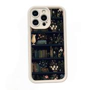 Book Shelf Phone Case, Cartoon Bookshelf Pattern Tpu Phone Case, for Iphone 12/13/14/15/16 Pro Max Series (white2,for iphone 15)