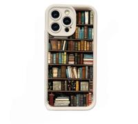 Book Shelf Phone Case, Cartoon Bookshelf Pattern Tpu Phone Case, for Iphone 12/13/14/15/16 Pro Max Series (white1,for iphone 15 pro)