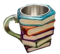Book Stack Mug - Resin Tea Cup, Multifunctional Coffee Holder, Milk Drinking Container, Decorative Novelty Cup | Home Office Usage, Desk Table Display, Gift Giving Solution, Long Lasting Utility