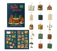 Book Themed Acrylic Calendar Advent 2025-24 Day Countdown Christmas Pendant Set, Festive Reading Inspired Design, 2D Collectible Ornaments for Readers, Teens & Adults, Holiday Decor Display