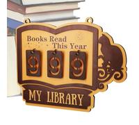 Book Tracker Sign - Wood, 25 x 21 x 0,5 cm Books Read Sign Hangable Design | Wooden Reading Progress Display Board, Book Counter Decor for Study, Workplace, Home, Living Room, Library Nook, Wall