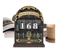 Book Tracker Sign - Wooden Bookshelf Decoration, Engraved Literary Progress Chart with Sturdy Desktop Base, Natural Grain Finish Guard, Ideal for Library Nook Study Corner Home Classroom Apartme