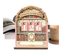 Book Tracker Sign - Wooden Bookshelf Decoration, Engraved Literary Progress Chart with Sturdy Desktop Base, Natural Grain Finish Guard, Ideal for Library Nook Study Corner Home Classroom Apartme